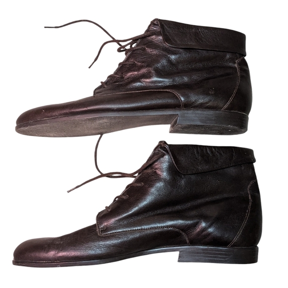 Vintage NINE WEST Brown Leather Lace Up Ankle Bootie Shoes | Size 9 - Picture 2 of 8